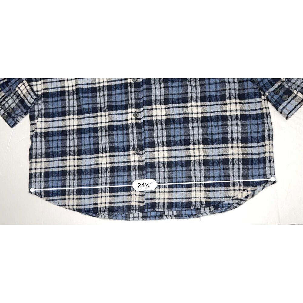 Stanley Workwear Flannel Button Up Blue Plaid Shirt Large 36" Sleeve Nwt — image 4 of 8